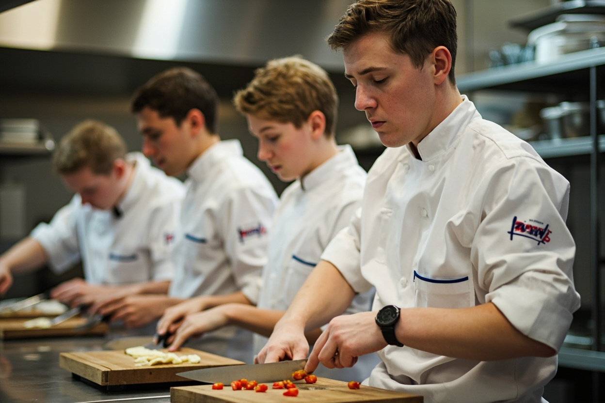 Clinton Institute students in commercial cookery training kitchen during National Skills Week